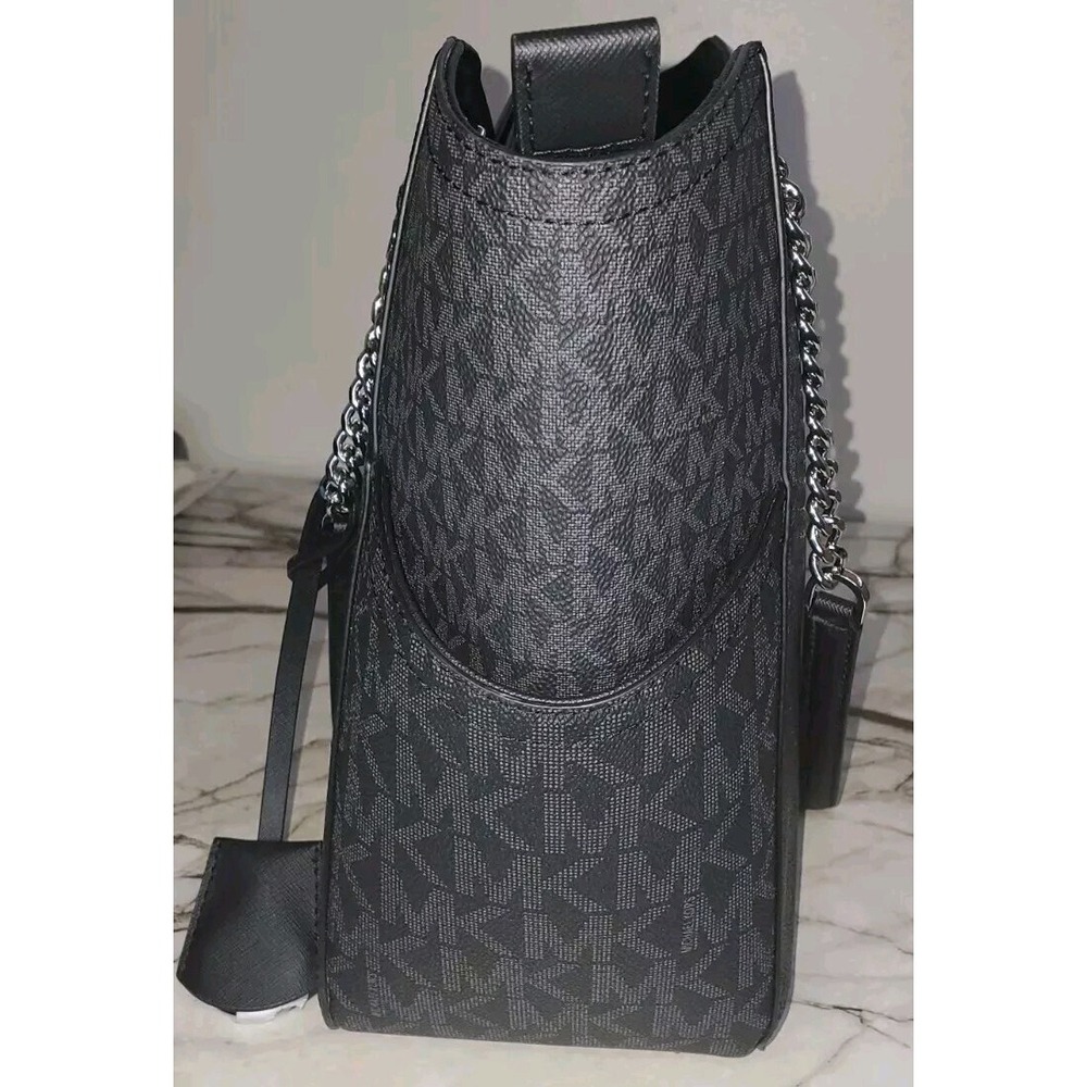 Michael Kors Jet Set Travel Large Chain Shoulder Tote Black Monogram 35F1STVT3B - Picture 6 of 8